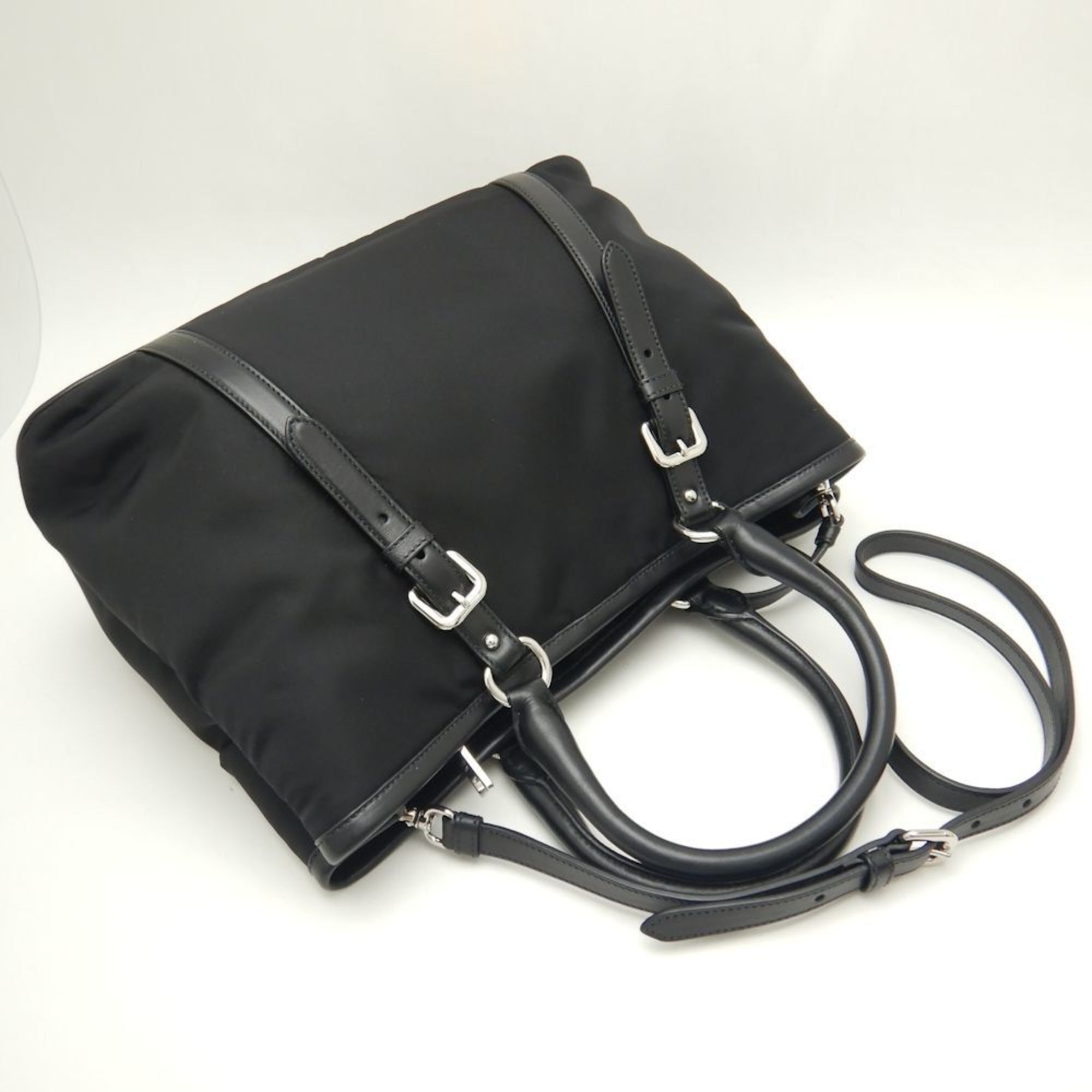 PRADA 1BA832 Tote Bag Nylon x Leather NERO 251670
