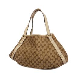 Gucci Tote Bag GG Canvas 130736 Ivory Brown Women's
