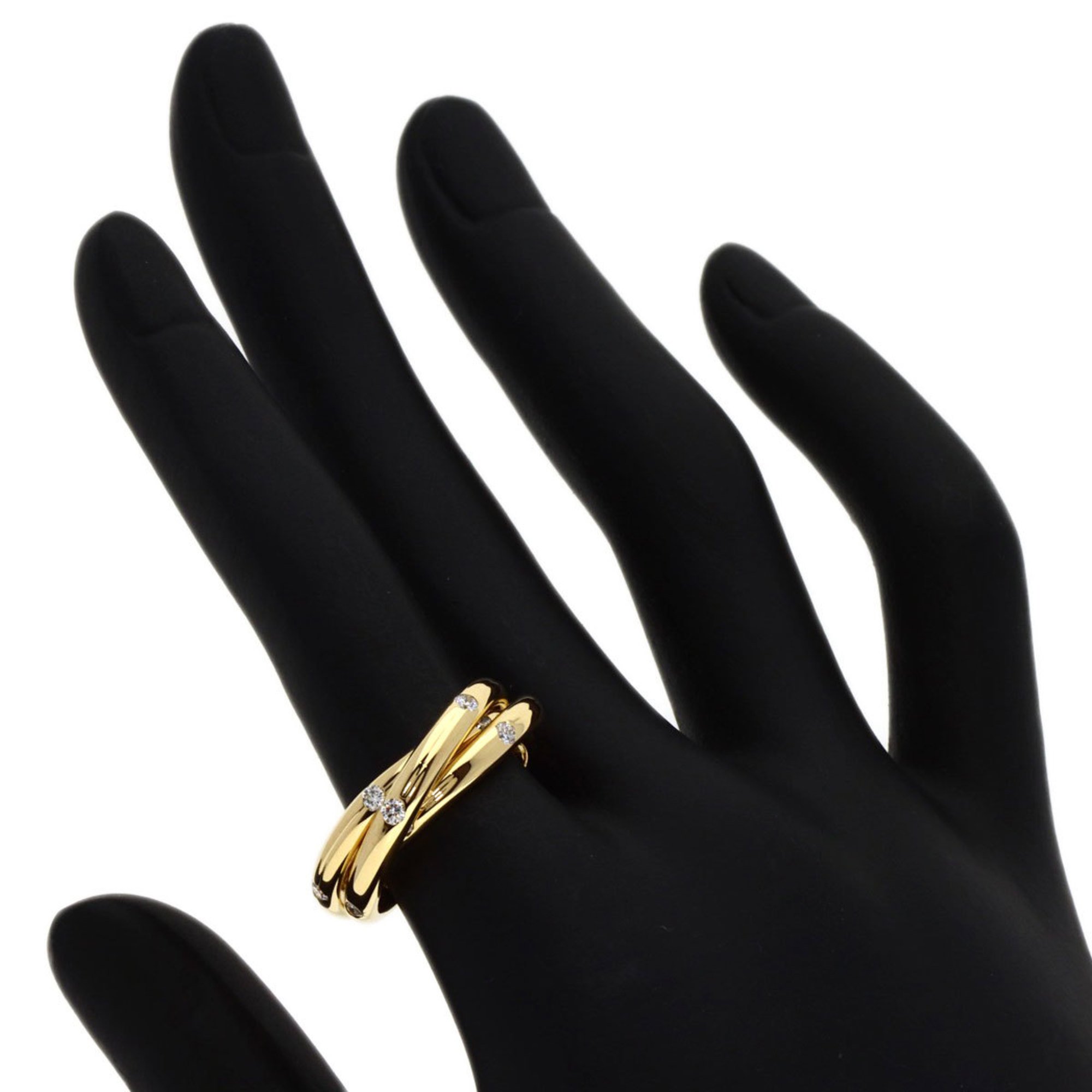 Tiffany & Co. Dots Ring, 3-row diamond ring, 18K yellow gold, for women, TIFFANY