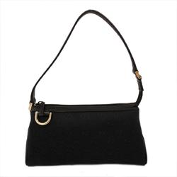 Gucci Pouch GG Canvas Abby 145750 Leather Black Champagne Women's
