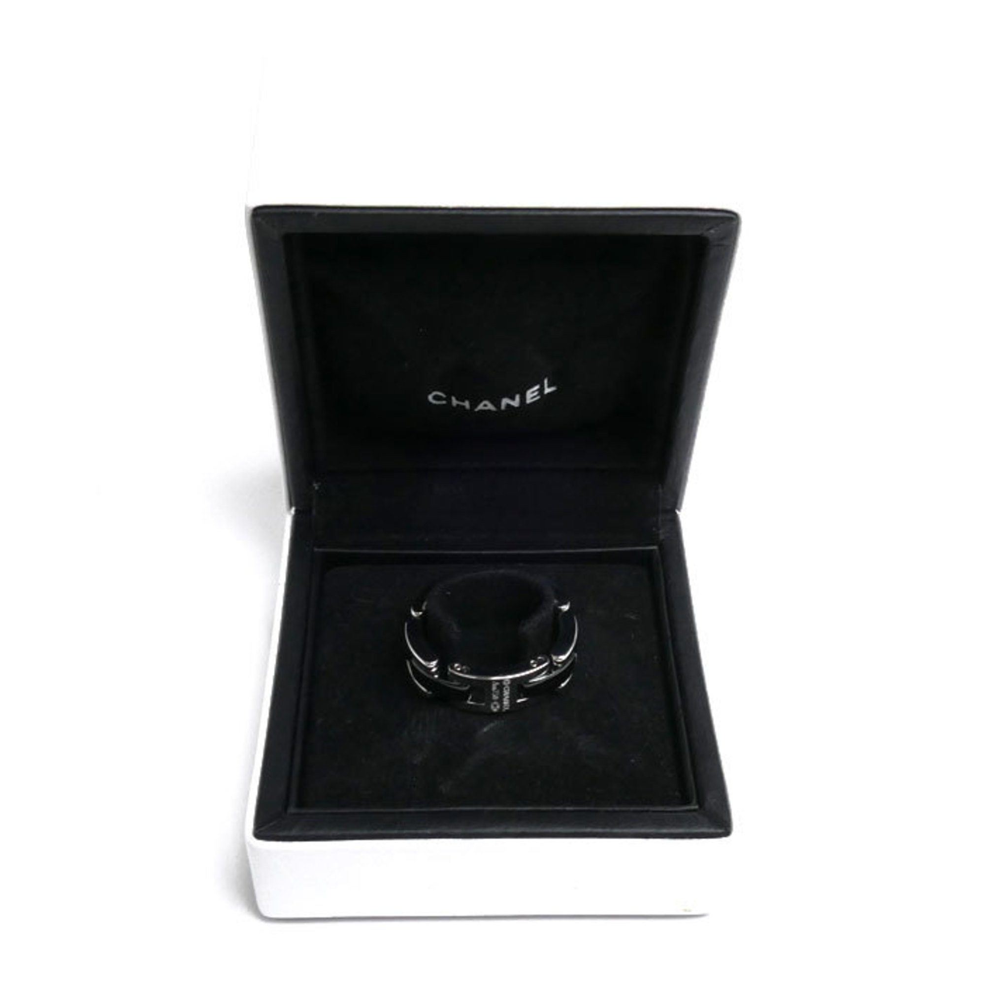 CHANEL K18WG White Gold Ceramic Ultra Collection Medium Ring J2636 Size 18 58 10.7g Unisex