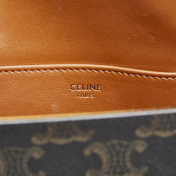 Celine Triomphe Shoulder Bag Pouch Clutch Black Brown PVC Leather Women's CELINE