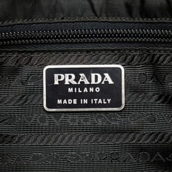 Prada Triangle Plate Saffiano Shoulder Bag Black Nylon Leather Women's PRADA