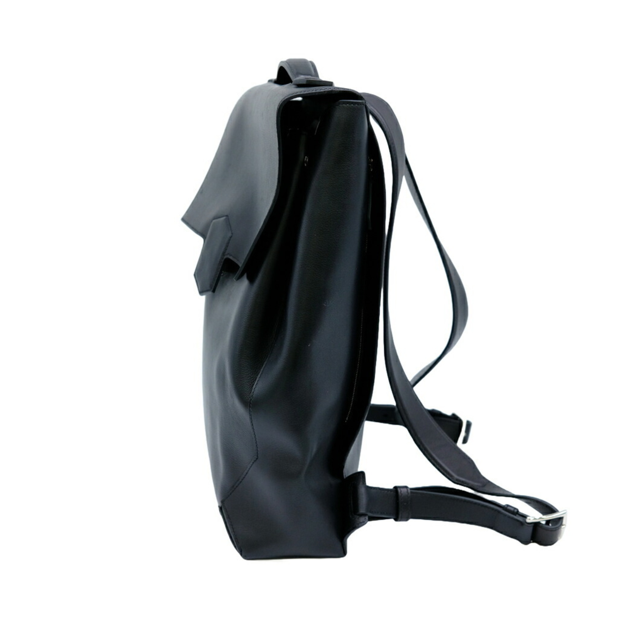 HERMES Backpack Flash Evergrain Leather Black