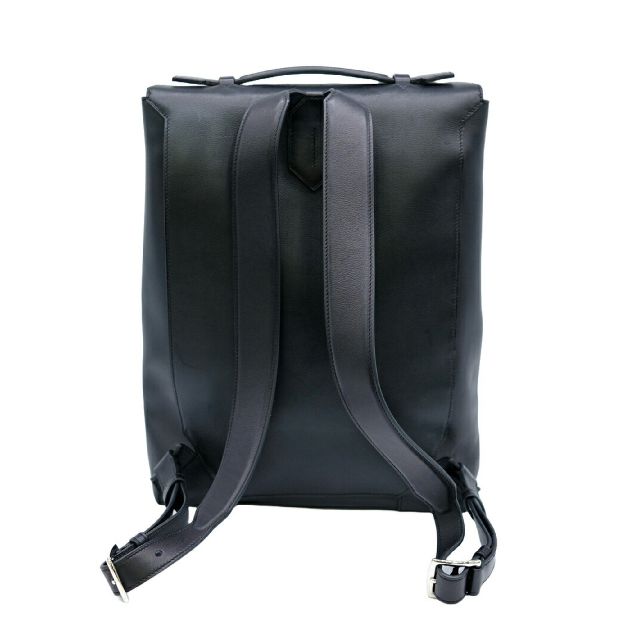 HERMES Backpack Flash Evergrain Leather Black
