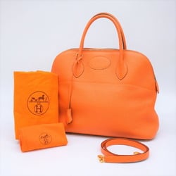 HERMES Bolide 35 Shoulder Handbag Taurillon Clemence Orange