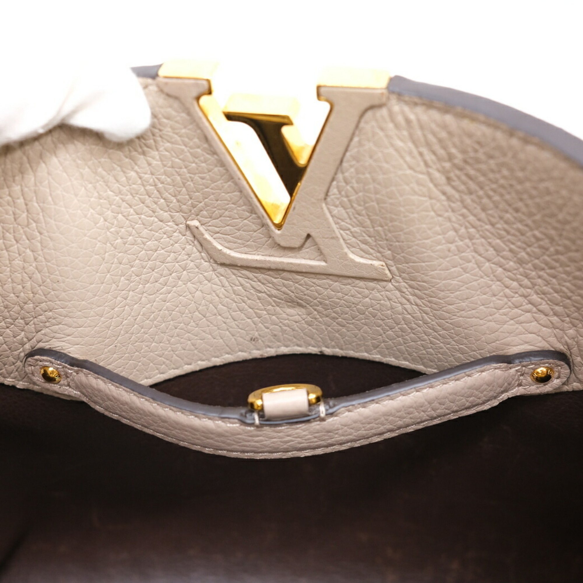 LOUIS VUITTON Parnassus Capucines MM Handbag Tote Bag Taurillon Leather Gale Greige M94428