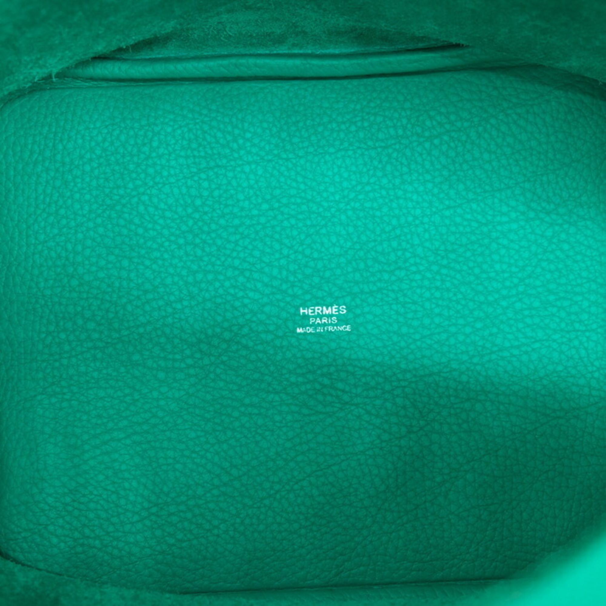 HERMES Picotin Lock MM Handbag Taurillon Clemence Leather Vert Vertigo Green