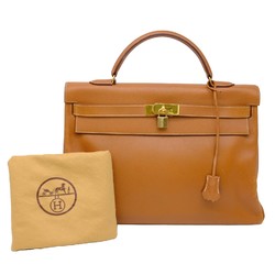 HERMES Kelly 40 handbag tote bag Cushvel leather gold brown