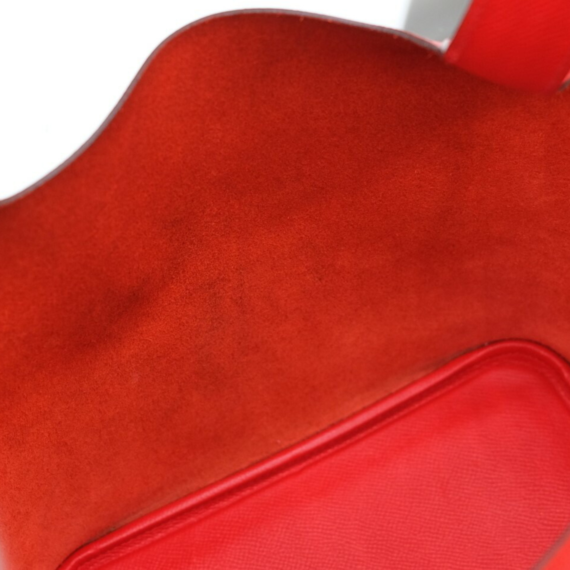 HERMES Picotin Lock MM Trace de Cuir Handbag Epson Leather Rouge du Coeur Red