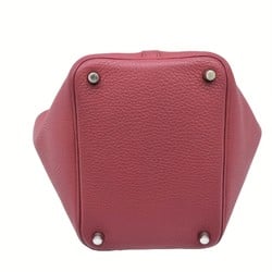 HERMES Picotin Lock PM Handbag Tote Bag Leather Rouge H