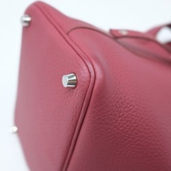 HERMES Picotin Lock PM Handbag Tote Bag Leather Rouge H