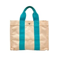 HERMES Bora PM Tote Bag Handbag Canvas White Natural Blue