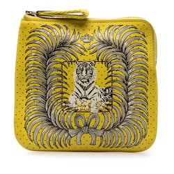 Hermes Carre Pocket Royal Tiger Tigre Bandana Pouch Yellow White Swift Women's HERMES