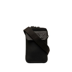 Louis Vuitton Aerogram Phone Pouch LV Shoulder Bag M57089 Noir Black Grained Leather Men's LOUIS VUITTON