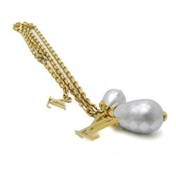 Louis Vuitton Pandantif Damier Pearl Necklace M66322 Brass Women's Pendant Necklace (Gold)