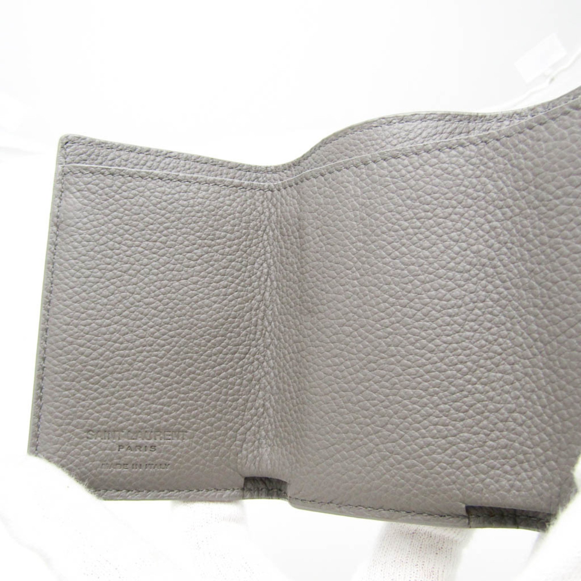 Saint Laurent Tiny Wallet 459784 Women,Men Leather Wallet (tri-fold) Gray