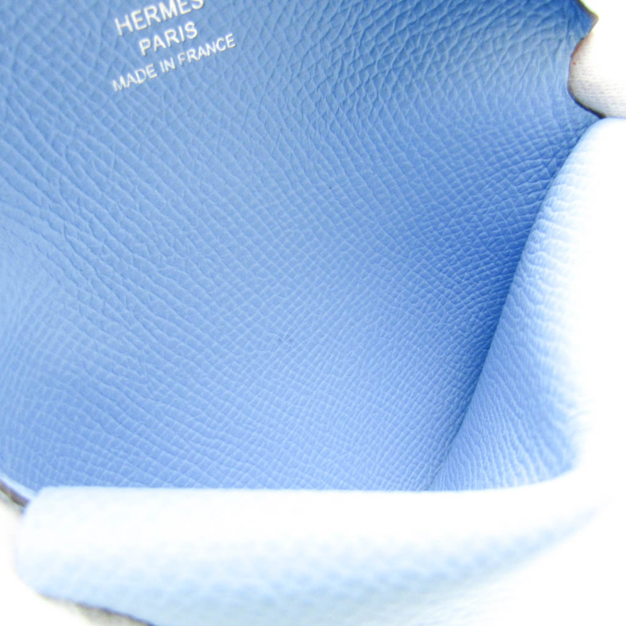 Hermes Calvi Duo Epsom Leather Card Case Celeste