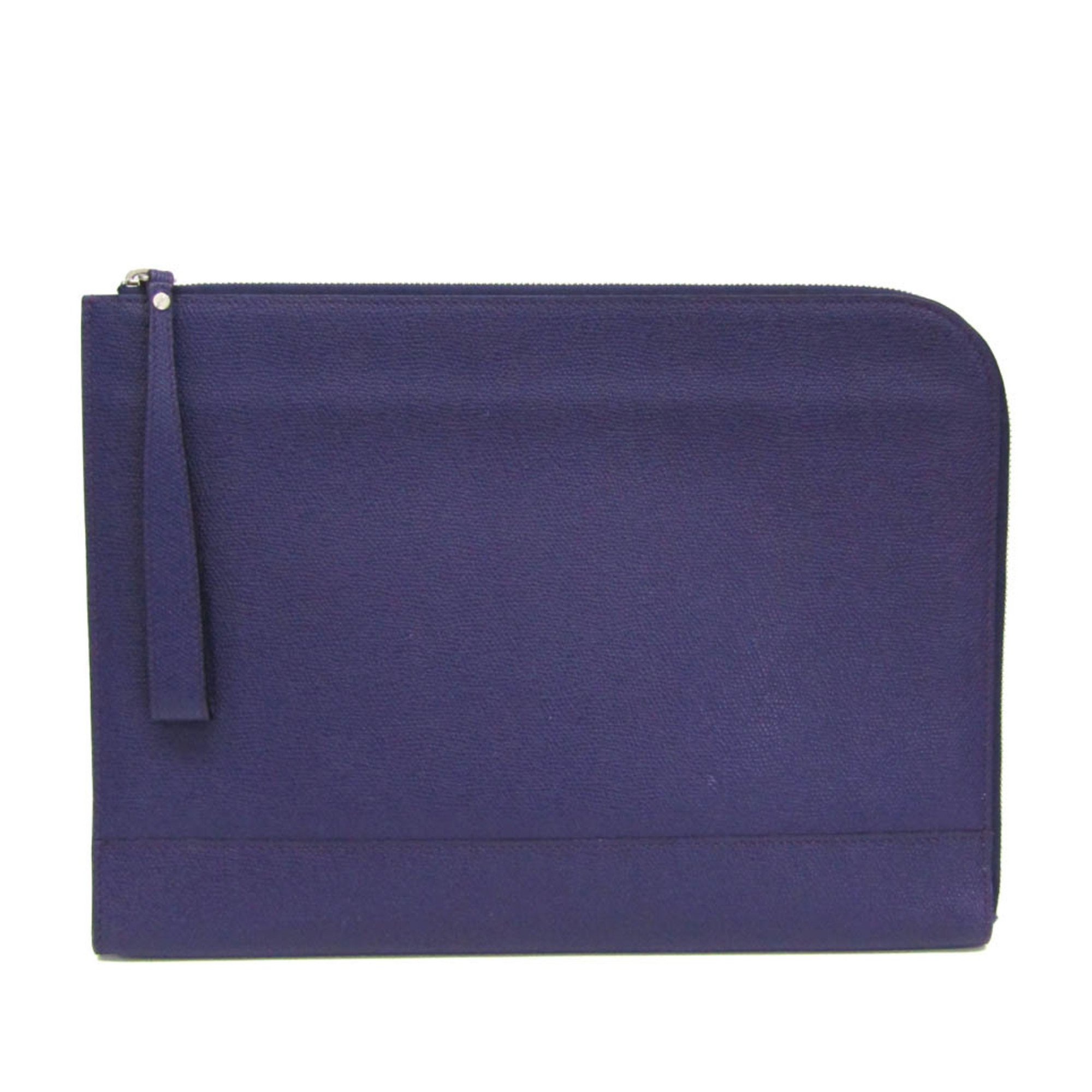 Valextra Men,Women Leather Clutch Bag Purple