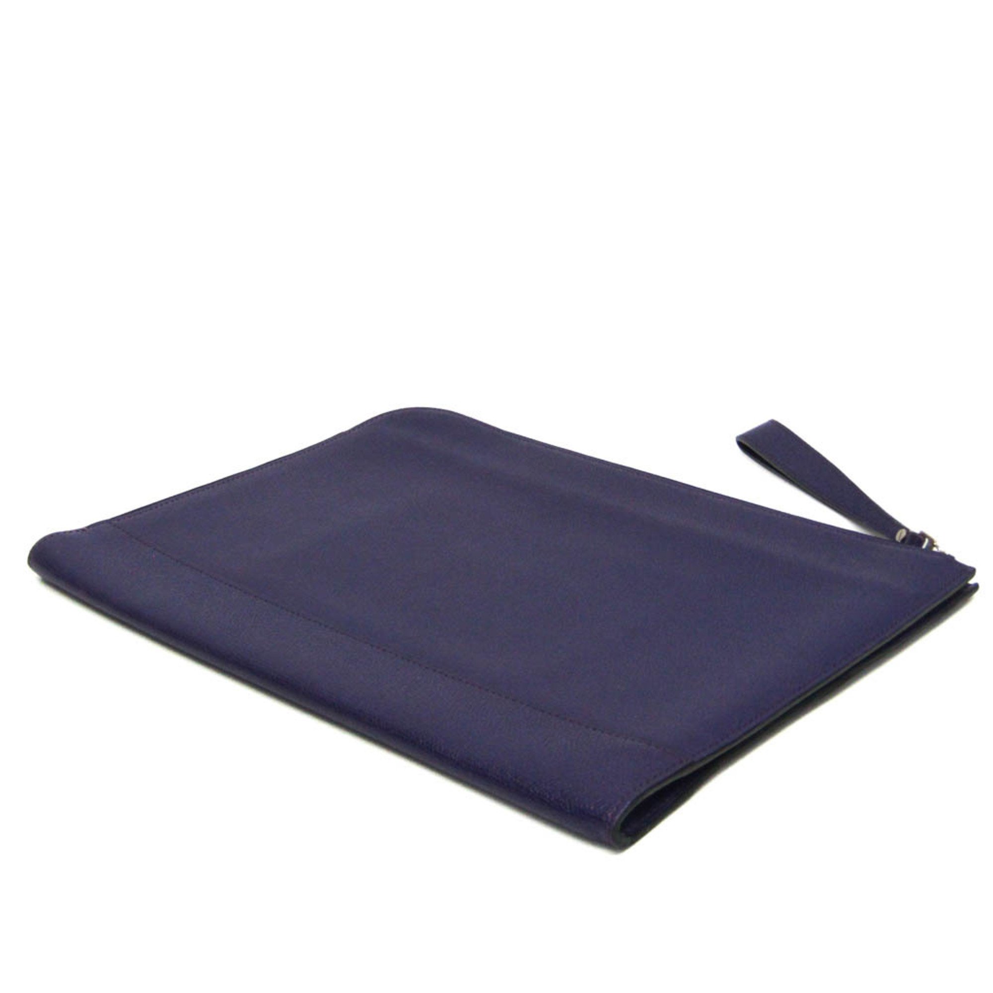 Valextra Men,Women Leather Clutch Bag Purple