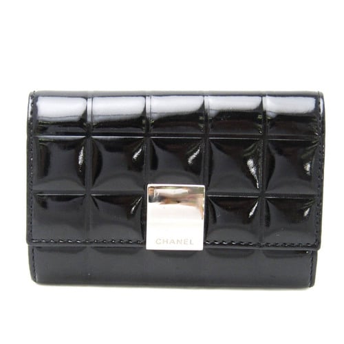 Chanel Chocolate Bar Women's Patent Leather Key Case Black