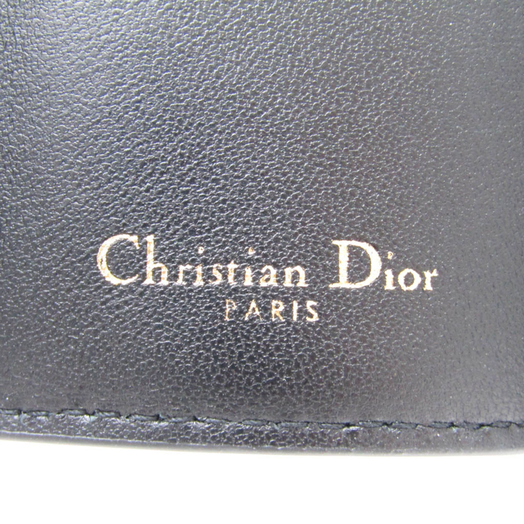 Christian Dior Saddle Compact Wallet S5653CBAA Women's Leather Wallet (tri-fold) Black