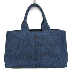Prada Canapa B1877B Women's Denim Handbag Blue