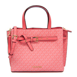 Michael Kors EMILIA Satchel Large MK Signature 35F0GU5S3B Women's Leather,PVC Handbag,Shoulder Bag Light Pink