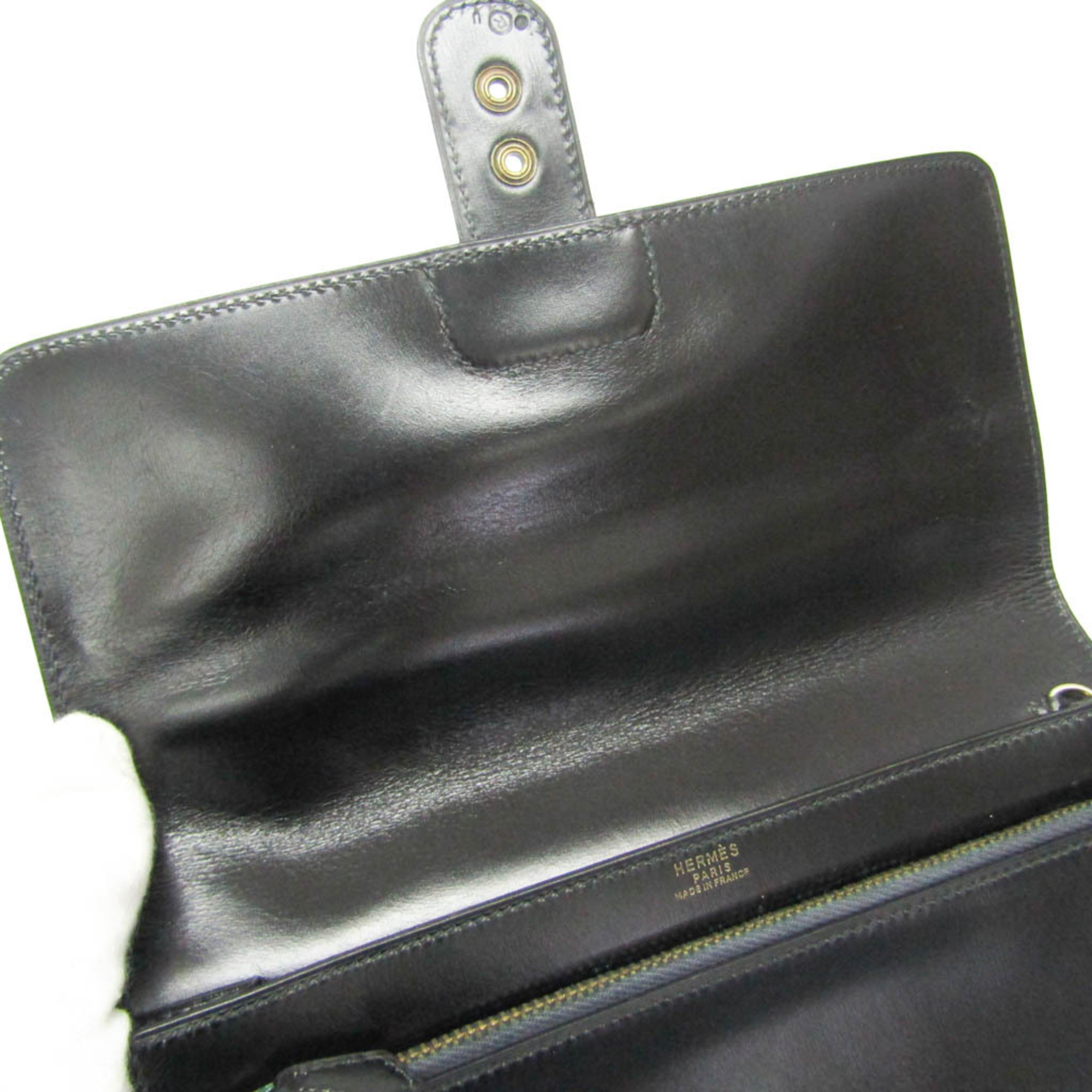 Hermes Pochette Jet Women,Men Box Calf Leather Clutch Bag Black