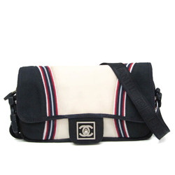 Chanel Sport Women's Nylon Canvas Shoulder Bag Dark Navy,White