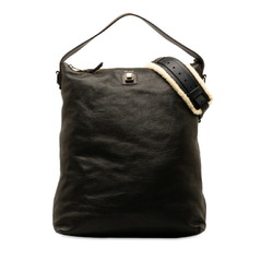 Celine Tote Bag Shoulder Black Leather Women's CELINE