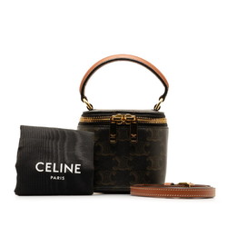 Celine Triomphe Shoulder Bag Vanity Brown PVC Leather Women's CELINE