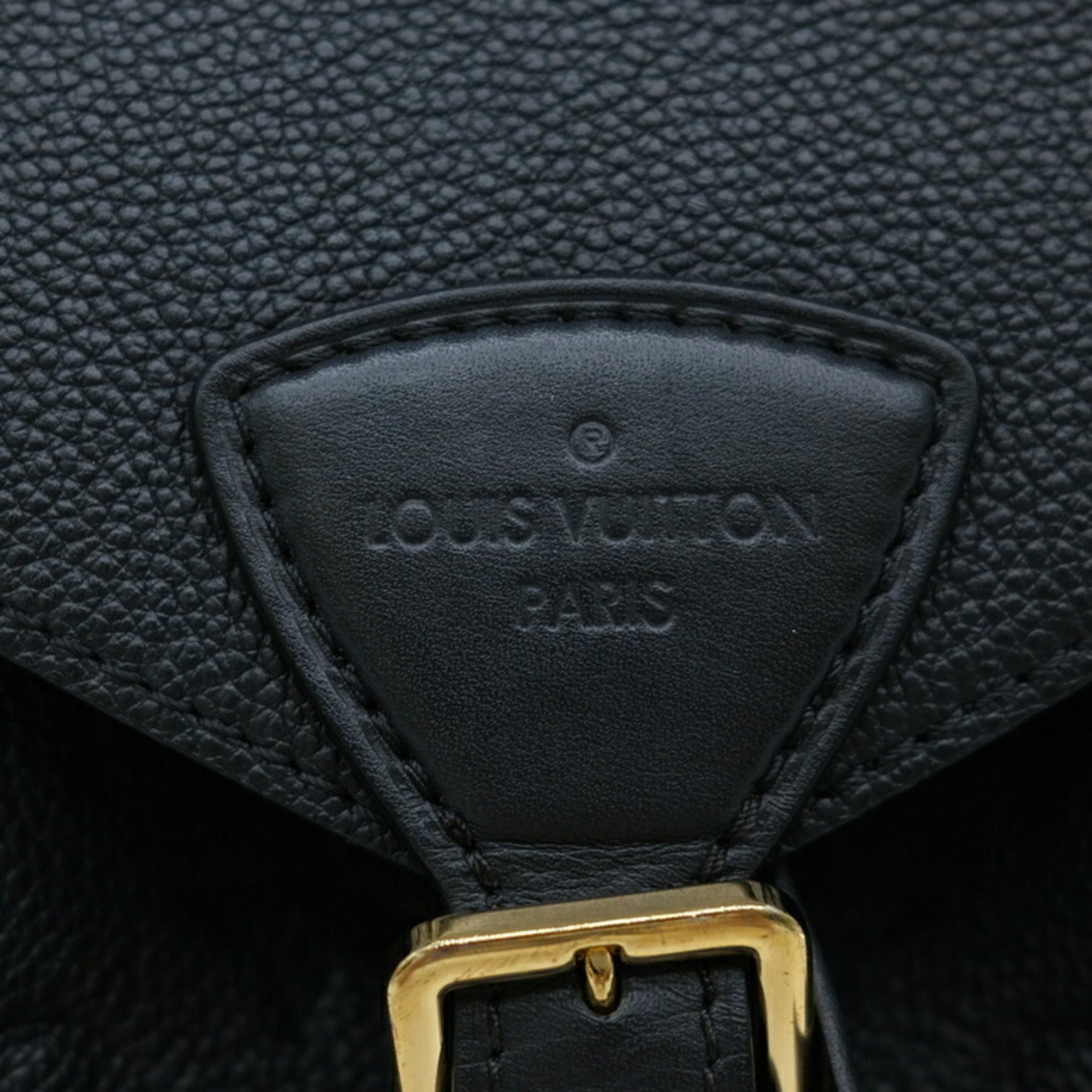 LOUIS VUITTON Louis Vuitton Backpack Montsouris PM Monogram Empreinte Leather Black M45205 LV Charm Missing