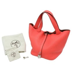 HERMES Picotin Lock MM Handbag Taurillon Clemence Leather Bougainvillea Red