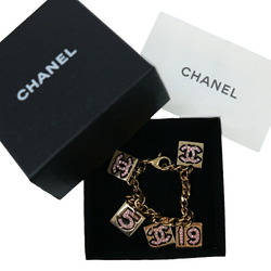 CHANEL Chanel Chain Bracelet Coco Mark Metal Gold Pink 02P with Calluses Accessory
