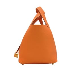 HERMES Hermes Picotin Lock PM Handbag Taurillon Clemence Orange