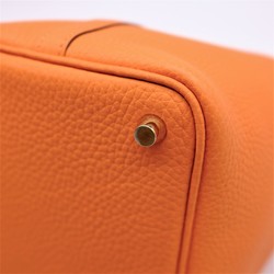 HERMES Hermes Picotin Lock PM Handbag Taurillon Clemence Orange