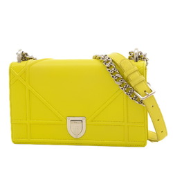 Christian Dior Dior Diorama Chain Shoulder Bag Lambskin Yellow