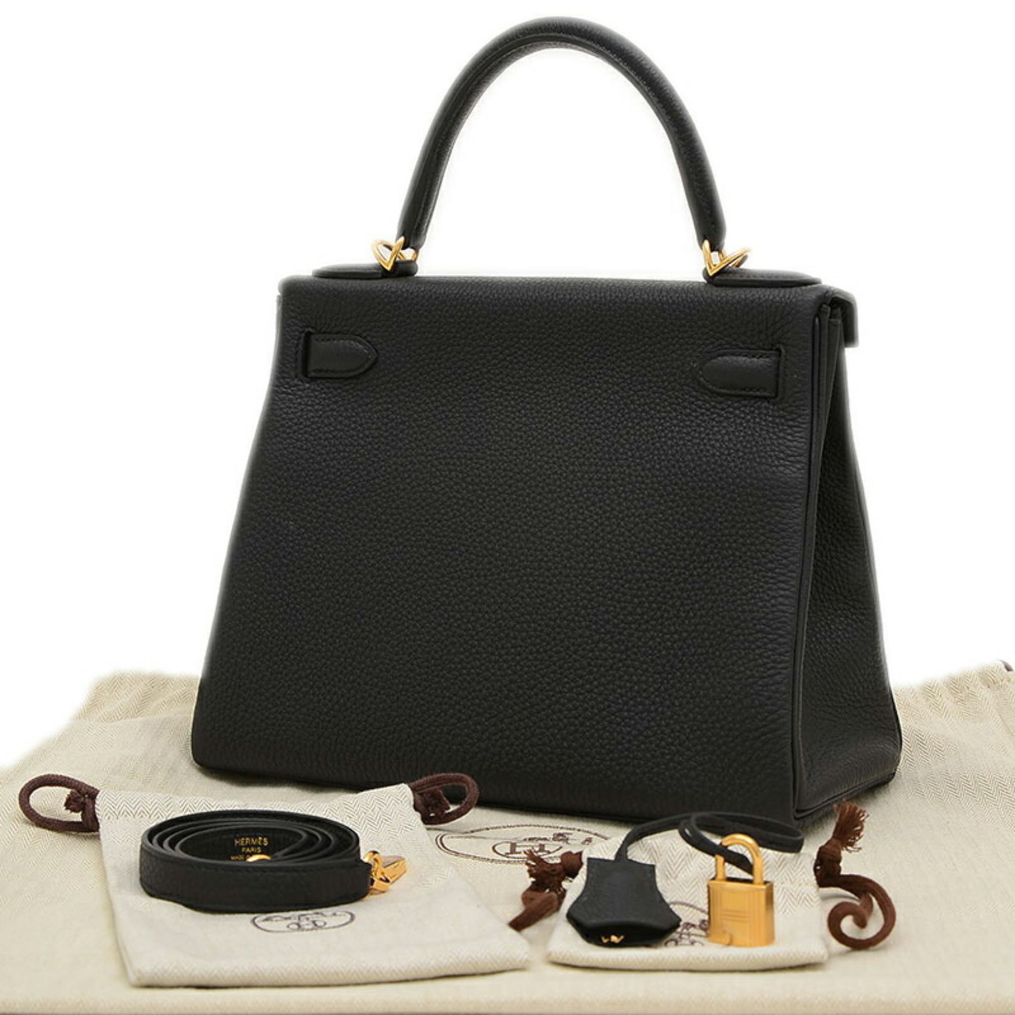 Hermes Kelly 28 Inner Stitching Handbag Togo Black B Stamp