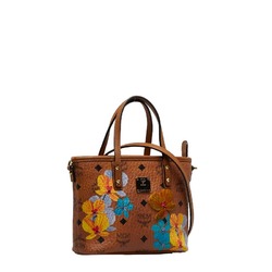 MCM Visetos Glam Flower Handbag Shoulder Bag Brown Multicolor PVC Leather Women's
