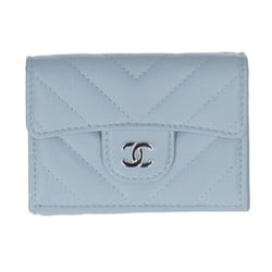 CHANEL AP0230 Classic Small Flap Wallet Tri-fold Light Blue Women's