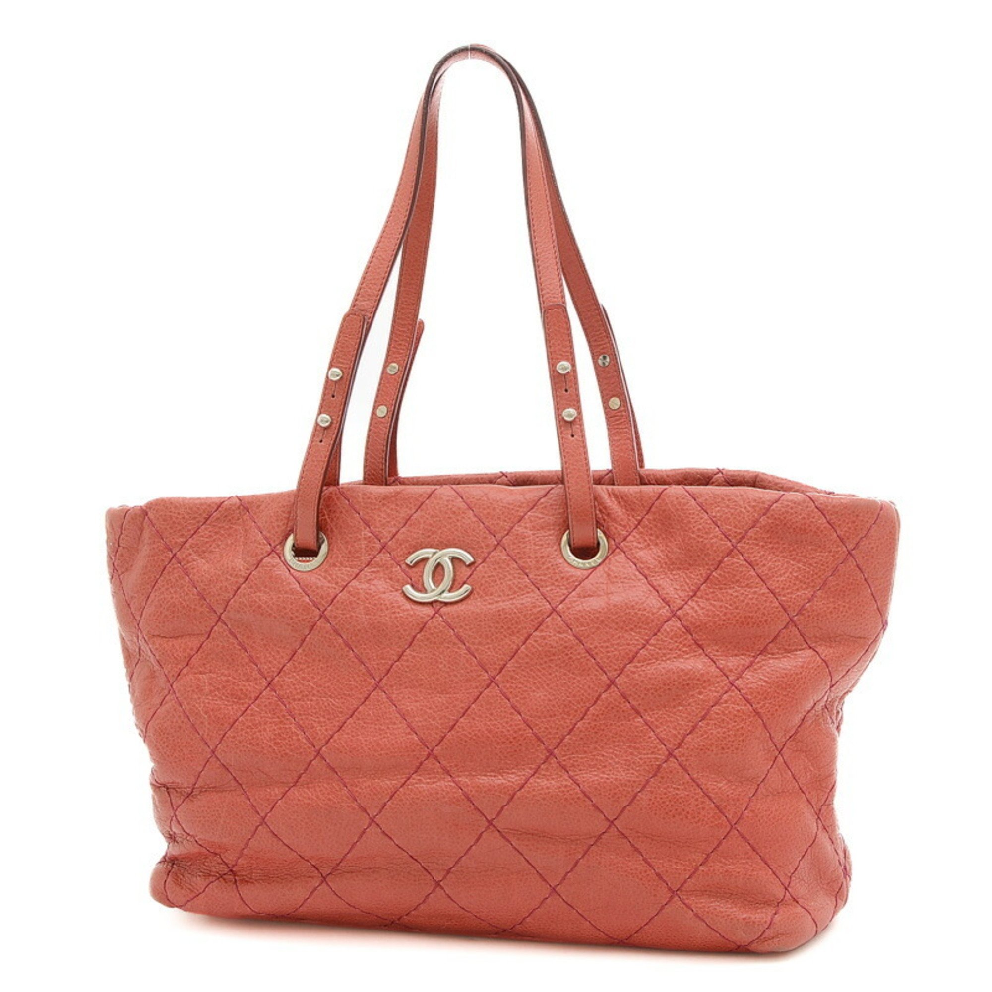 CHANEL Matelasse On The Road Tote Bag Leather Pink