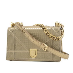 Christian Dior Dior Diorama Chain Shoulder Bag Leather Gold