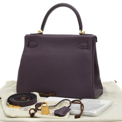 Hermes Kelly 28 Inner Stitching Handbag Raisin Taurillon U Stamp