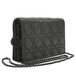 Christian Dior Dior Lady Cannage Chain Wallet Long Leather Black S0204SLOI
