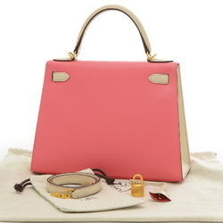 Hermes Kelly 28 Outer Stitching Handbag Epson Rose Azalee Crepe Matte A Stamp Personal