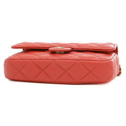 Chanel Matelasse Phone Case Chain Wallet Lambskin Red AP2096