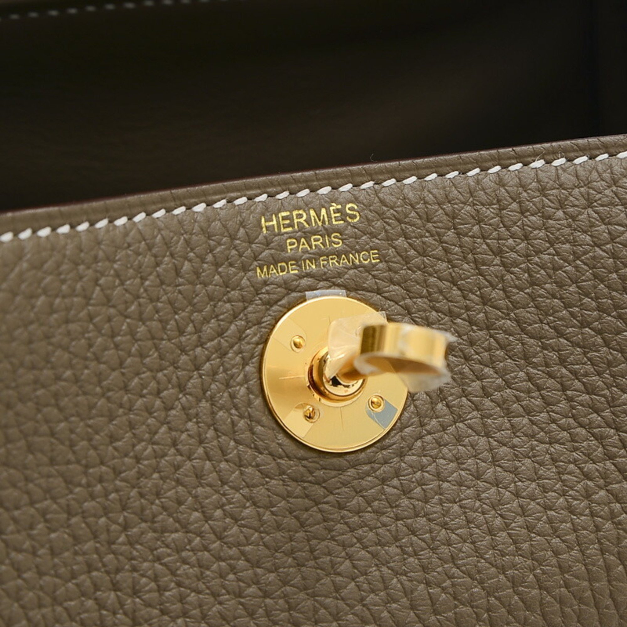 Hermes Lindy handbag, Taurillon Clemence Etoupe, B stamp