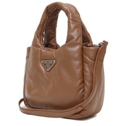 PRADA Prada Bag Shoulder Handbag Light Brown FREE Crossbody Soft Padded Nappa Leather 1BA359 Women's