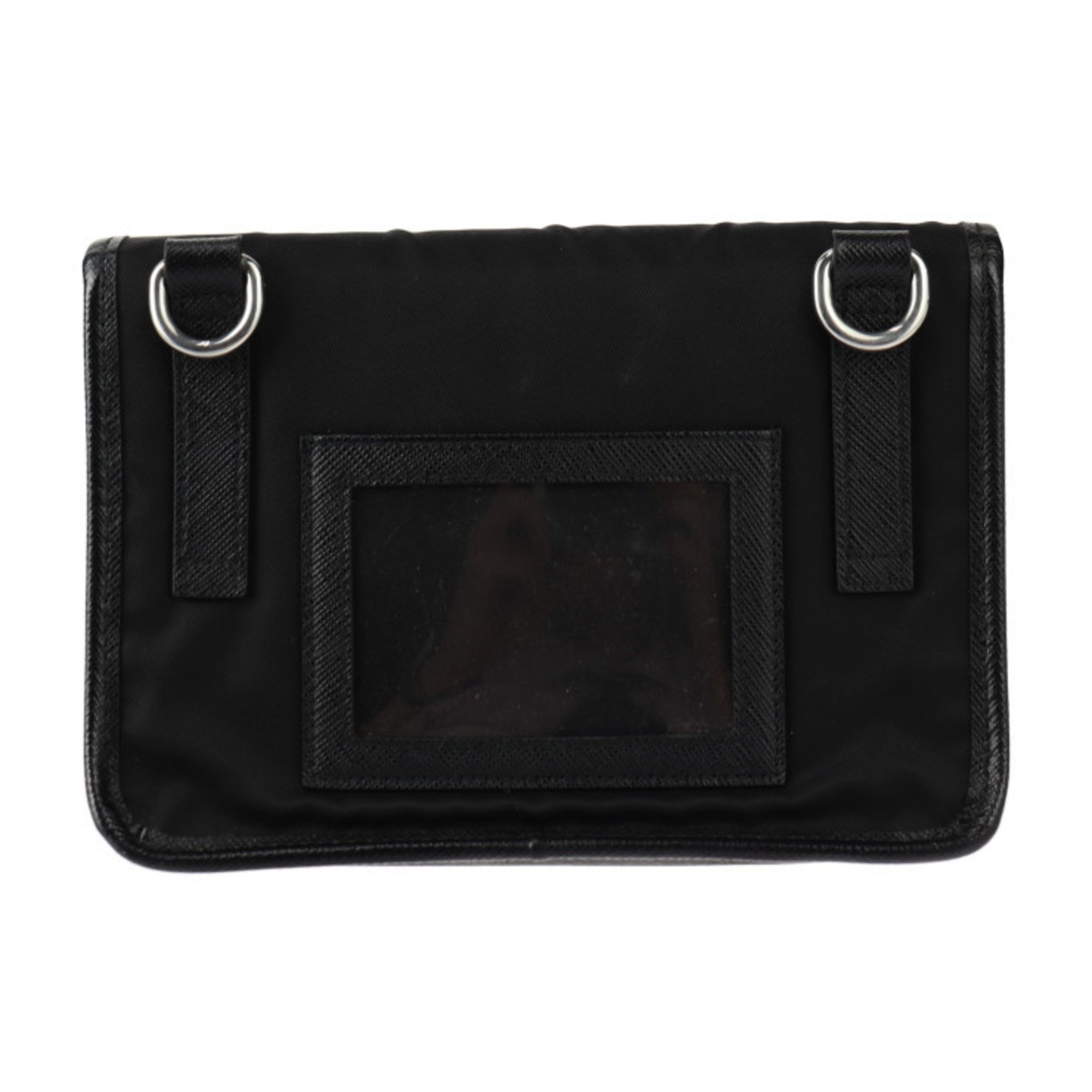 PRADA Re Nylon Smartphone Case Shoulder Bag 2ZH108 Leather Black Pochette Triangle